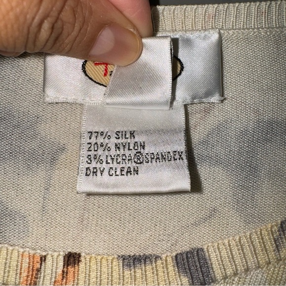 Talbots yellow floral sweater size Small silk blend - Picture 2 of 5